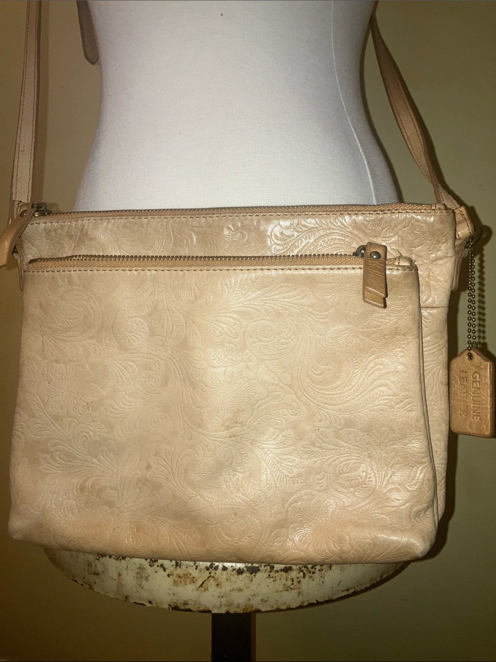 Steven By Steve Madden Cream Embossed Crossbody Bag